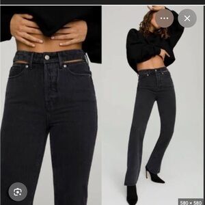 NWT Good American Good Boy Curvy Vintage Raw Hem Cut Off Jeans Size 15